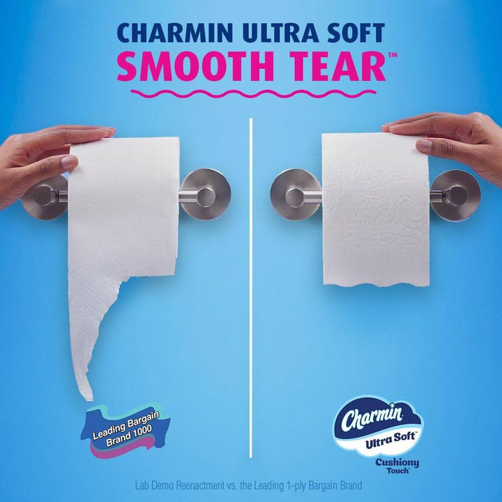 Charmin Toilet Paper Ultra Soft Cushiony Touch, 18 Family Mega Rolls = 90 Regular Rolls