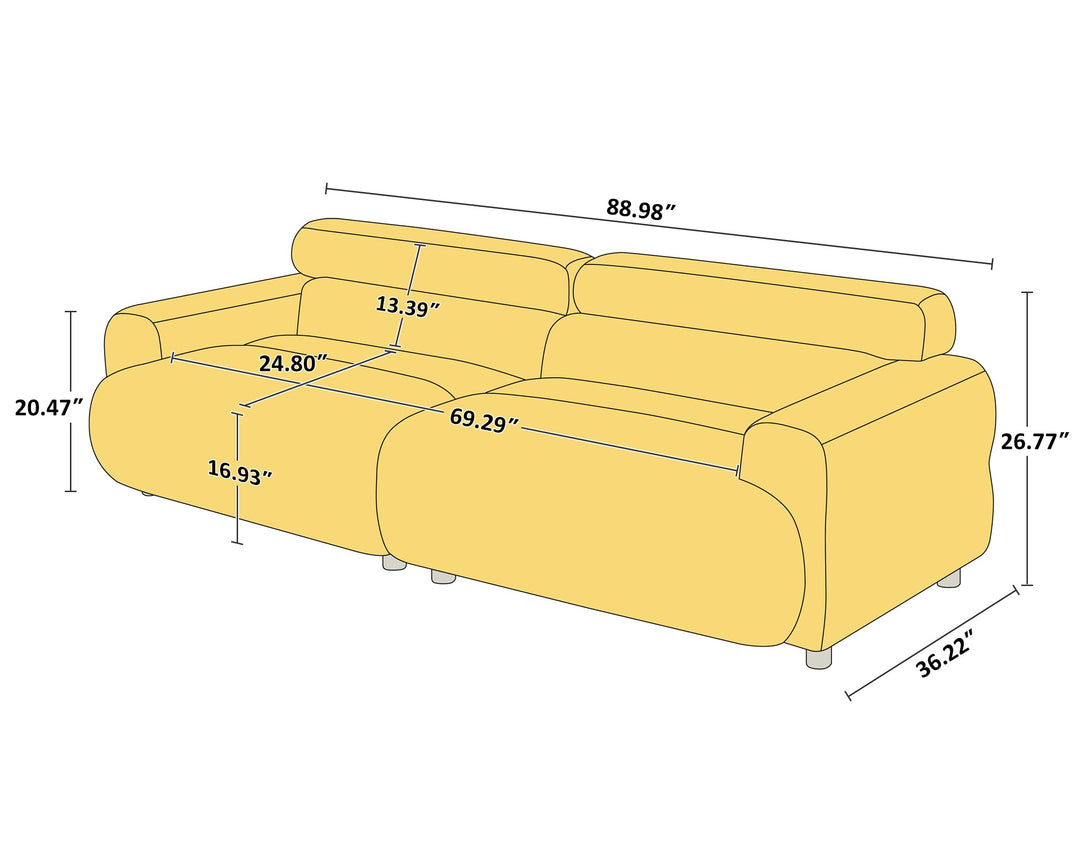 VANOMi 89" Boucle Cloud Loveseat Sofa Couch, Comfy Upholstered Deep Seat Boucle Sofa, Mid Century Modern Couch for Living Room Bedroom Apartment 