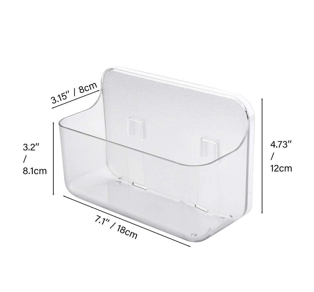 COLINCH Adhesive Wall Mounted Small Storage Organizer Box without Drilling for Bathroom, Pantry, Kitchen, Laundry, Utility Room, Inside of Cabinet Door - Clear COLINCH