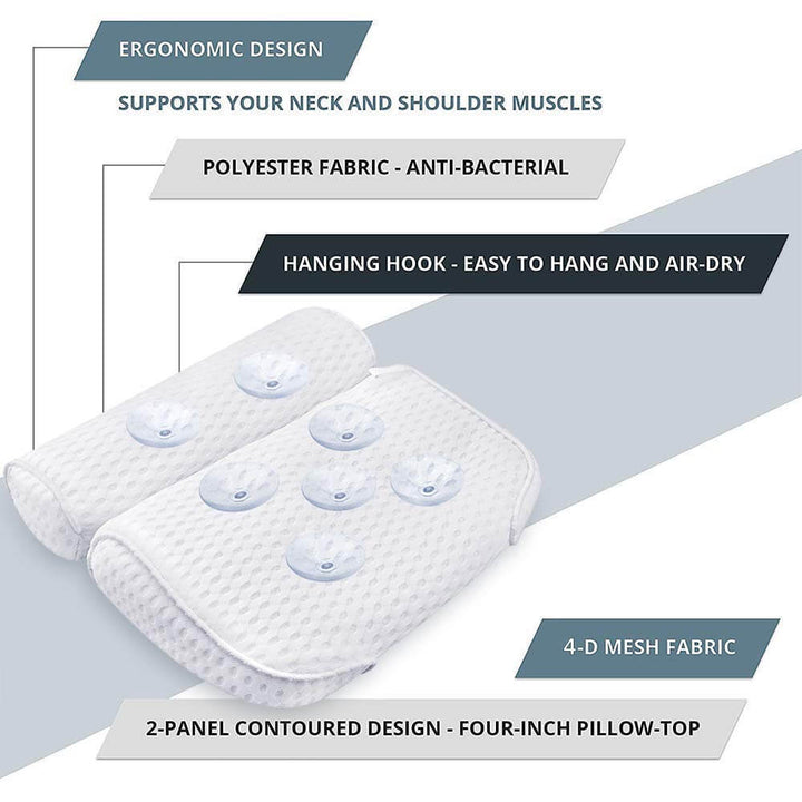 AmazeFan Bath Pillow, Bathtub Spa Pillow with 4D Air Mesh Technology and 7 Suction Cups, Helps Support Head, Back, Shoulder and Neck, Fits All Bathtub, Hot Tub and Home Spa [US. Patent Design] AmazeFan