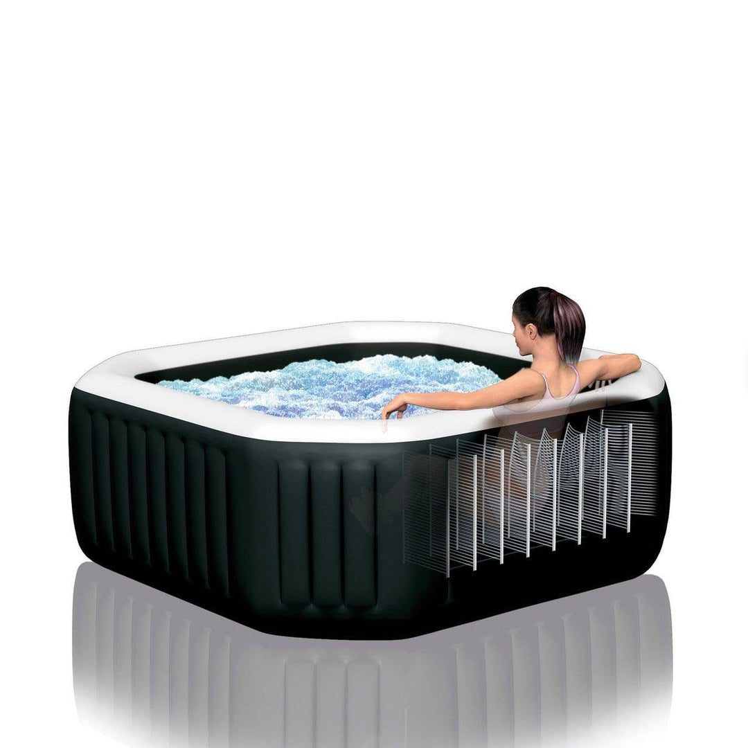 Intex 79" X 28" PureSpa Jet and Bubble Deluxe Inflatable Hot Tub Set with Energy Efficient Cover, 4-Person 28457EP Intex