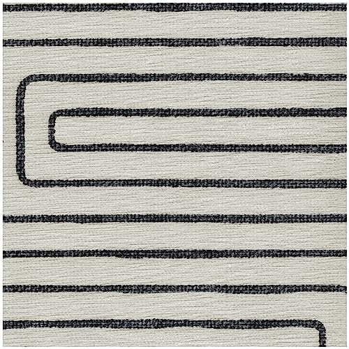 RUGGABLE x Jonathan Adler Washable Rug - Perfect Modern Area Rug for Living Room, Bedroom, Kitchen & Dorm Room - Stain & Water Resistant - Durable, Labyrinth Black/Ivory 5'x7' (Cushioned Pad) 