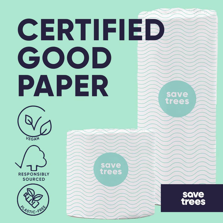 Save Trees Bamboo Paper Towels 12pk - 1800 Sheets Bleached Paper Towel Rolls Ultra Absorbent & Durable Eco-Friendly Paper Towels - FSC-Certified, Chlorine-Free Bamboo Paper Towels