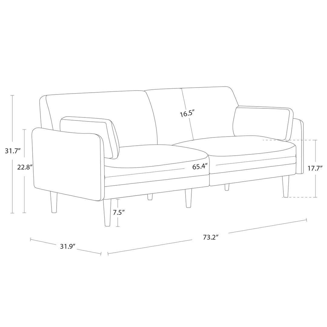 CHITA Mid-Century Modern Sofa, Fabric Couch for Living Room with Solid Wood Leg, No-Tools Assembly, 73''W, Mint 