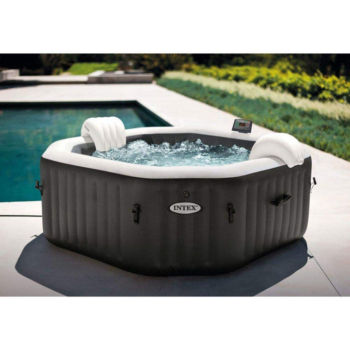 Intex 79" X 28" PureSpa Jet and Bubble Deluxe Inflatable Hot Tub Set with Energy Efficient Cover, 4-Person 28457EP Intex