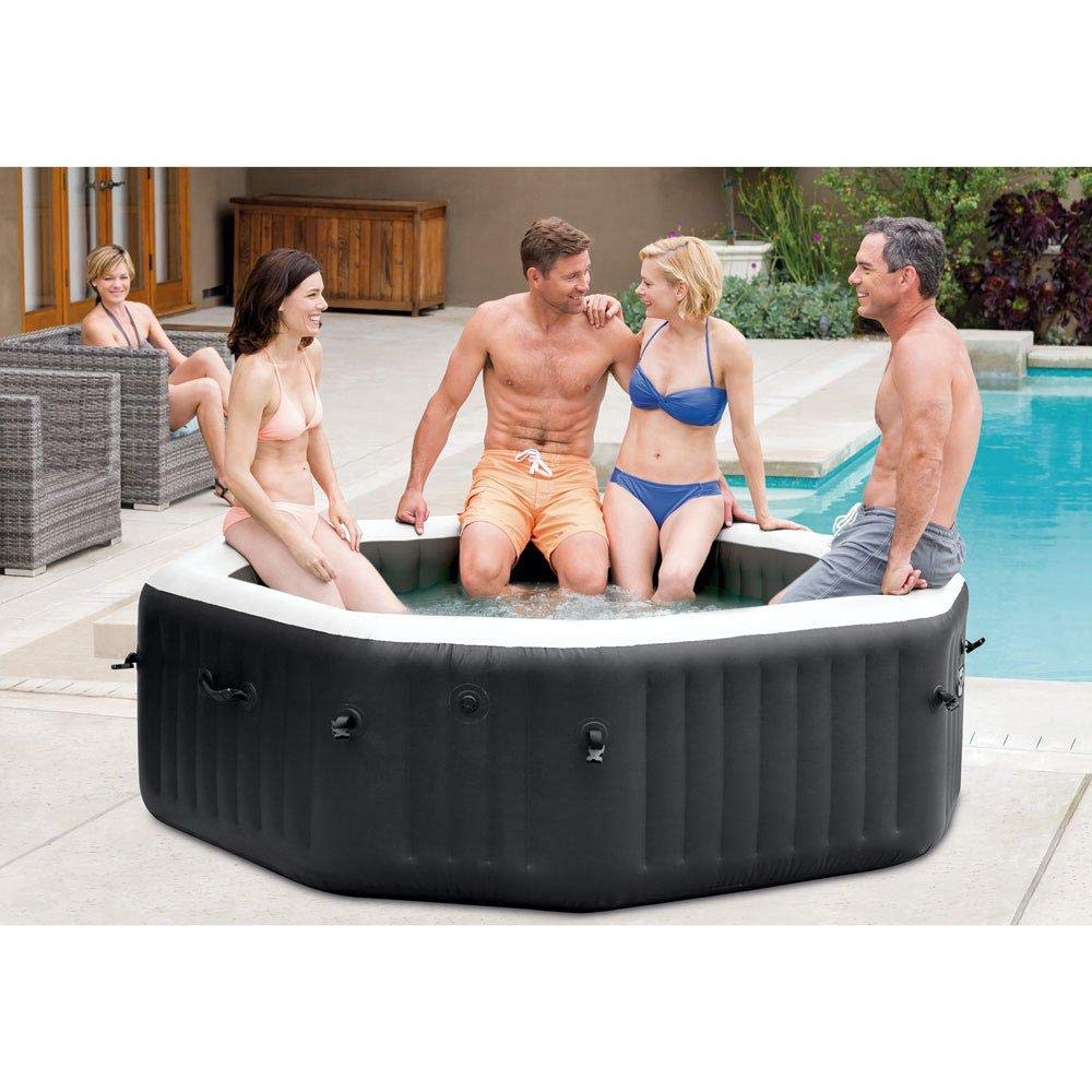 Intex 79" X 28" PureSpa Jet and Bubble Deluxe Inflatable Hot Tub Set with Energy Efficient Cover, 4-Person 28457EP Intex