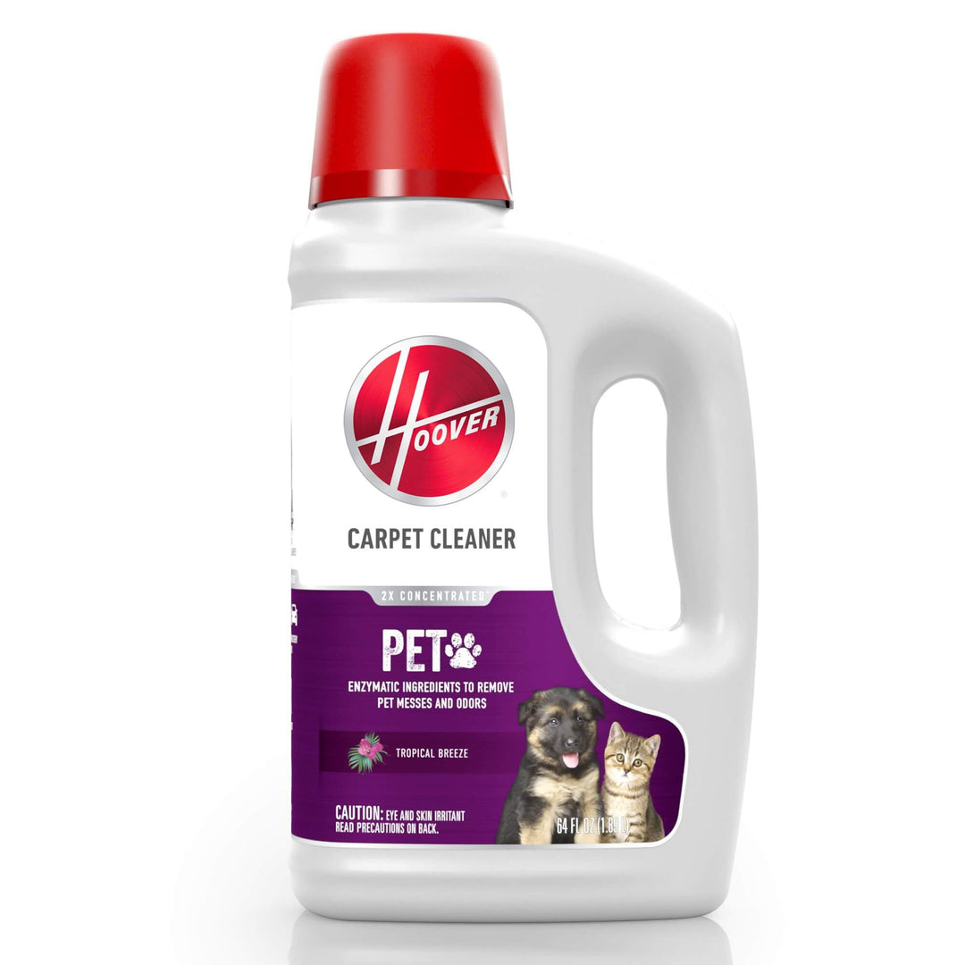 Hoover Pet Carpet Cleaner Solution, 64 oz., Tropical Breeze Scent, Deep Cleaning Carpet Shampoo Solution, Eliminates Urine Stains and Odors, Pair with Hoover Carpet Cleaner Machine