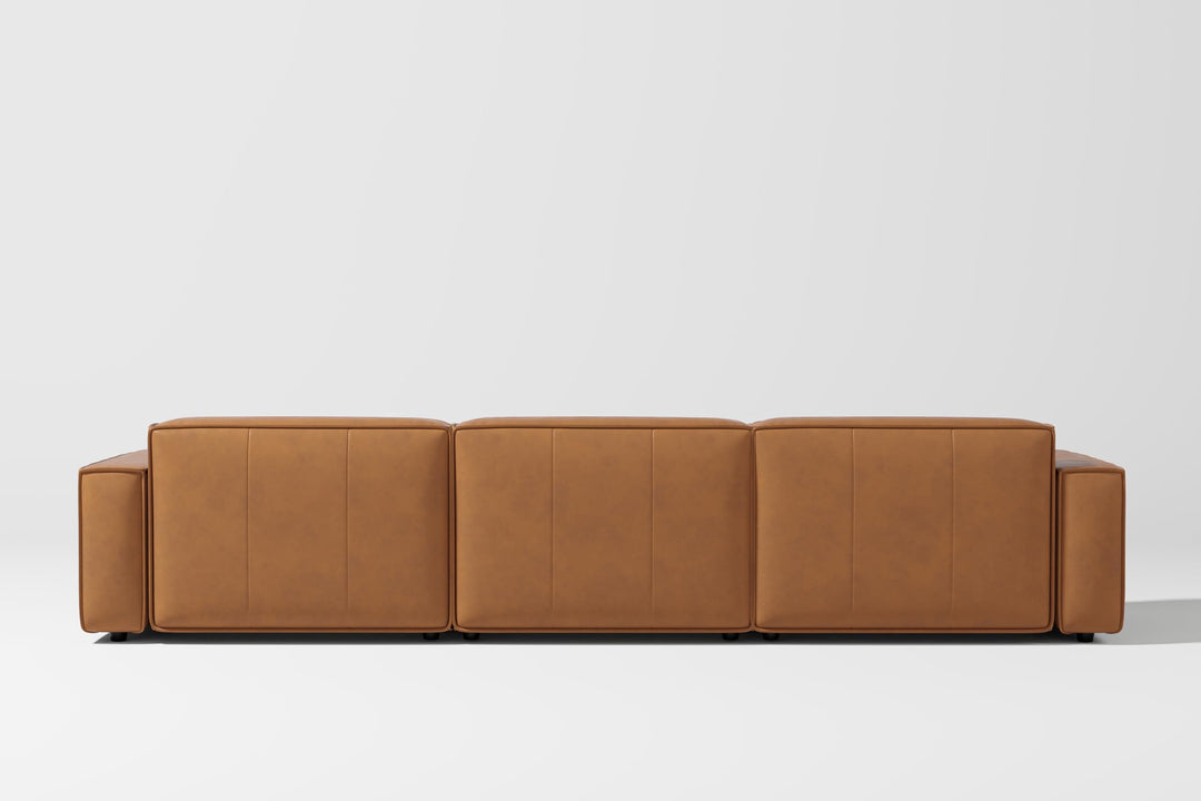 Valencia Nathan Napa Leather Couch - Three Seats Sofa - 100% Full Aniline Leather Modern Sofa for Lounge and Living Room Solid Wood Frame and High-Resilience Foam Couch (Caramel Brown) 