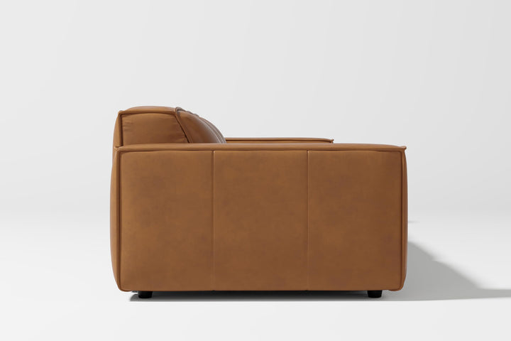 Valencia Nathan Napa Leather Couch - Three Seats Sofa - 100% Full Aniline Leather Modern Sofa for Lounge and Living Room Solid Wood Frame and High-Resilience Foam Couch (Caramel Brown) 