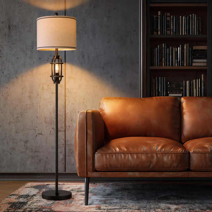 62.5 Inch Industrial Floor Lamp, Living Room Standing Tall Lamp, Black