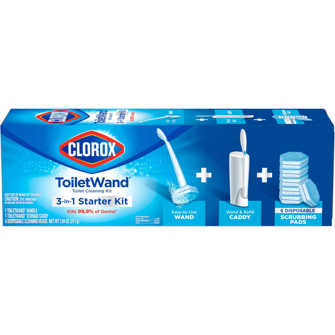 Clorox ToiletWand Toilet Cleaning Kit, ToiletWand, Caddy and 6 Refills, Pack of 6 (Pack May Vary)