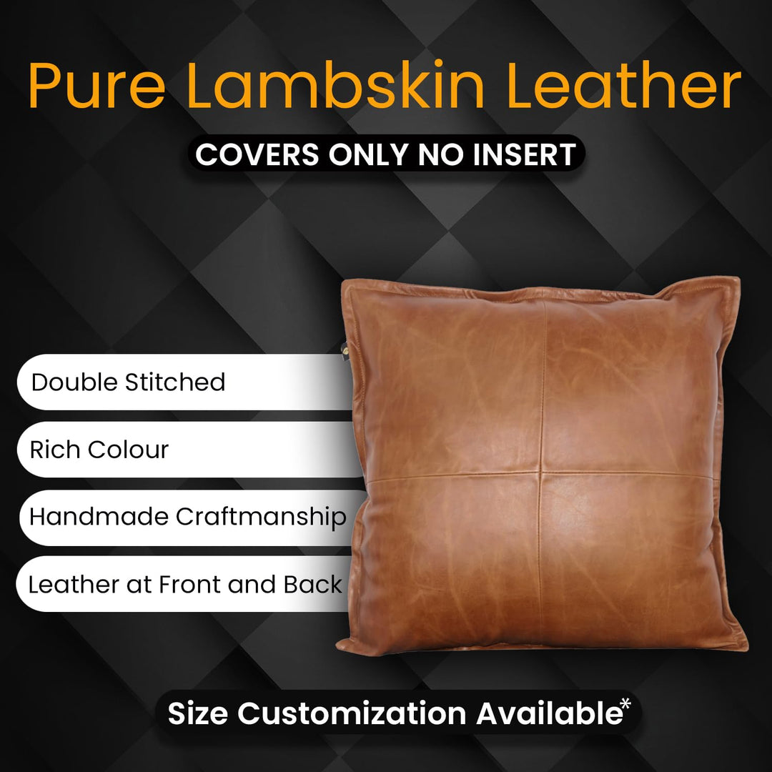 LL LEATHER LOVERS Lambskin Leather Pillow Cover