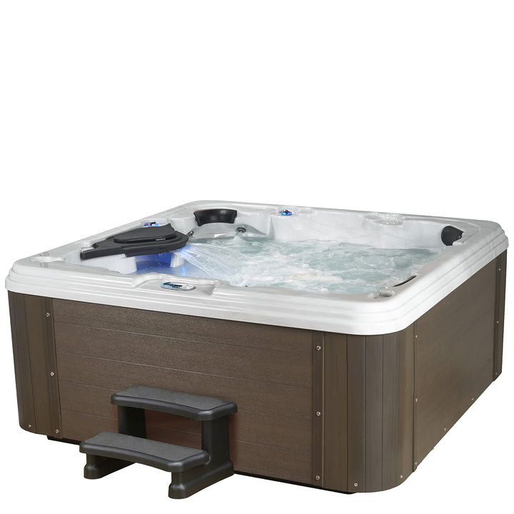 Essential Hot Tubs - Select Series 60-Jet 6-Person 2023 Lounger with Adjustable Massage Features, 240V, Grey Sterling Silver Essential Hot Tubs