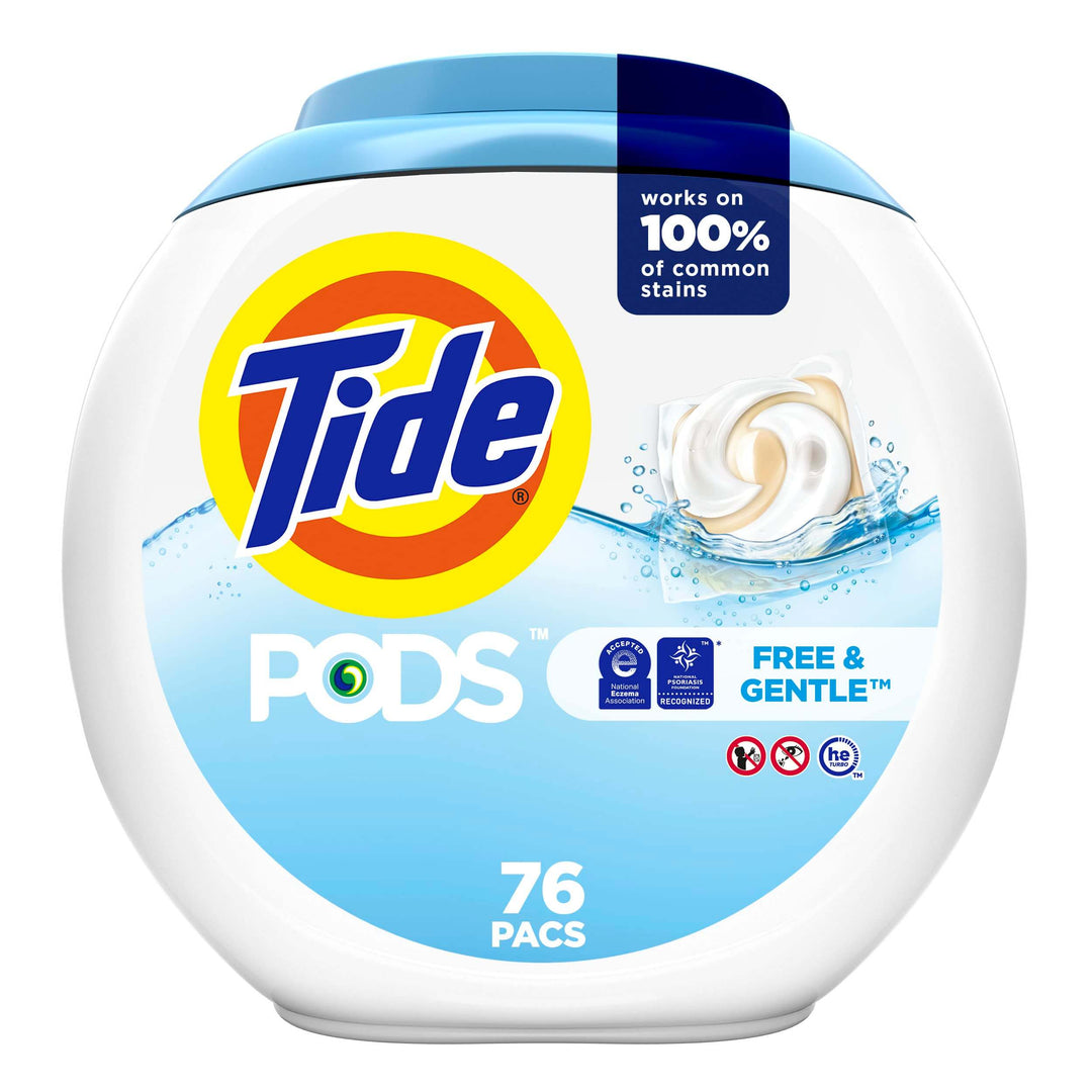 Tide PODS Free & Gentle Liquid Laundry Detergent Pacs, 76 count