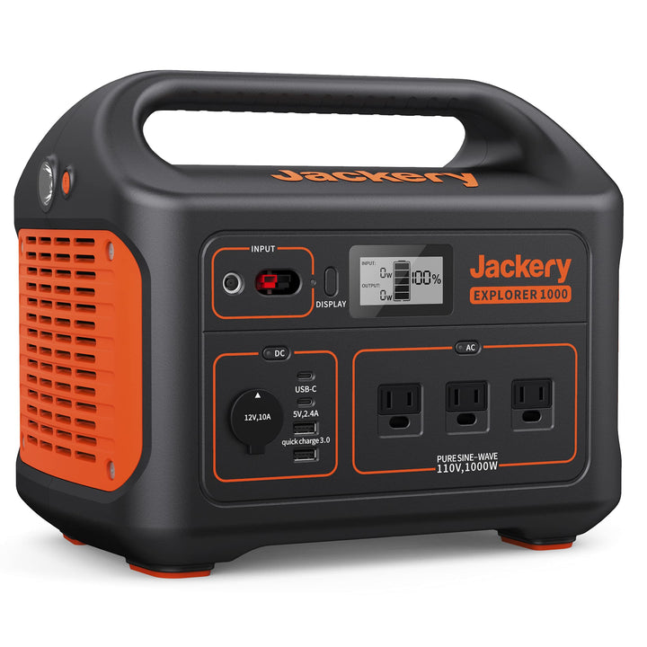 Jackery Explorer 1000 Portable Power Station, 1002Wh Capacity with 3x1000W AC Outlets, Solar Generator for Home Backup, Emergency, Outdoor Camping (Solar Panel Optional) Jackery