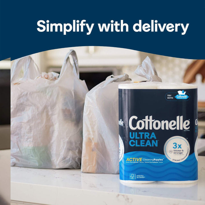 Cottonelle Ultra Clean Toilet Paper with Active CleaningRipples Texture, Strong Bath Tissue, 24 Family Mega Rolls (24 Family Mega Rolls = 132 Regular Rolls) (4 Packs of 6), 353 Sheets per Roll