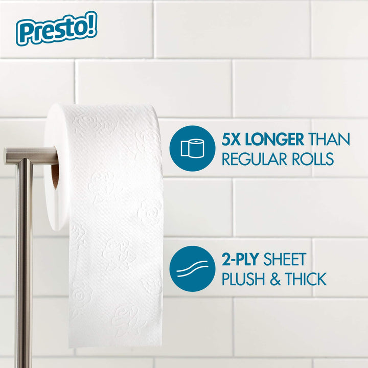 Amazon Brand - Presto! 2-Ply Ultra-Soft Toilet Paper, 24 Family Mega Rolls, Unscented - White