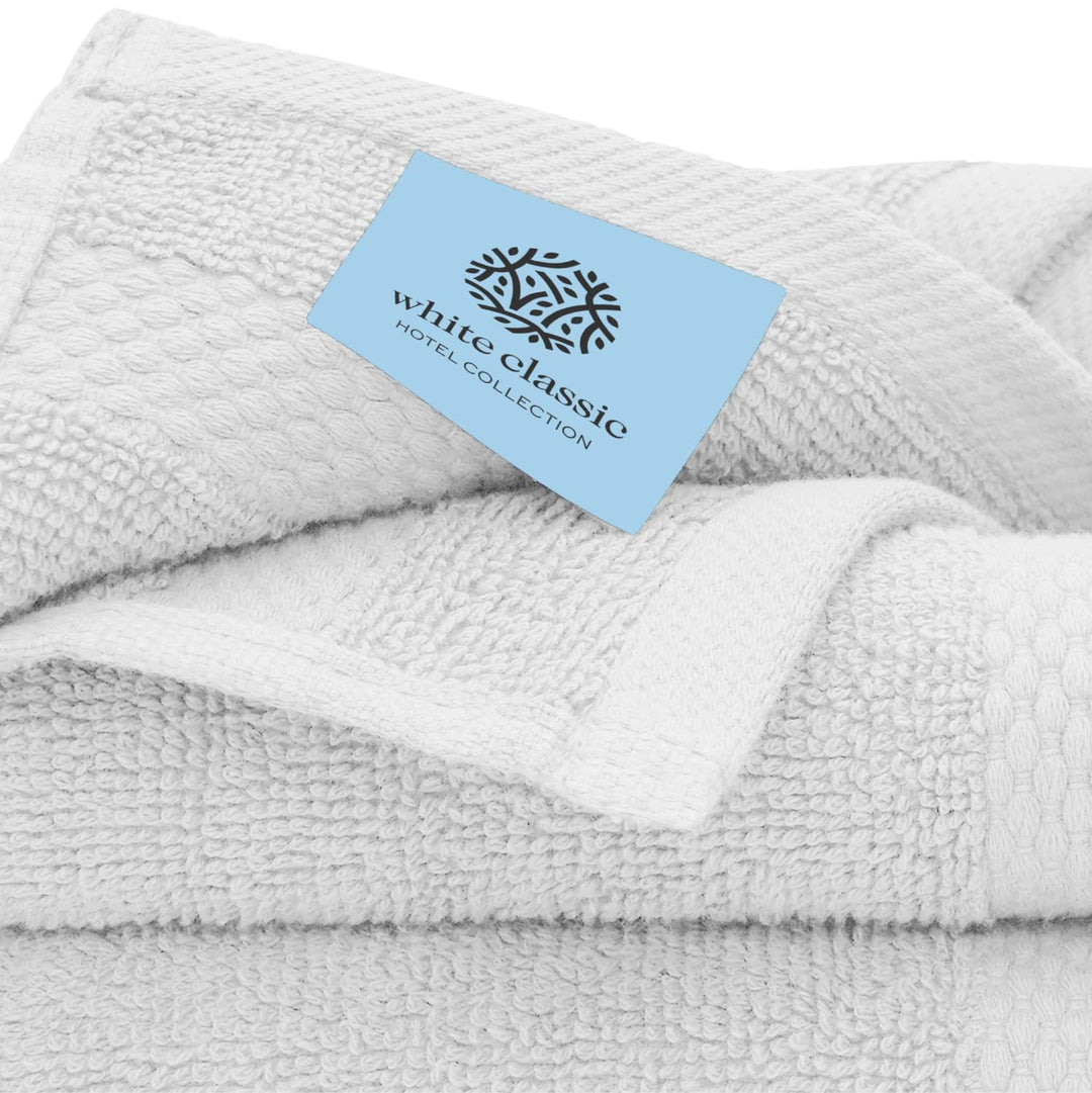 White Classic Luxury Silver Bath Towel Set - Combed Cotton Hotel Quality Absorbent 8 Piece Towels | 2 Bath Towels | 2 Hand Towels | 4 Washcloths [Worth $72.95] 8 Pack | Silver White Classic