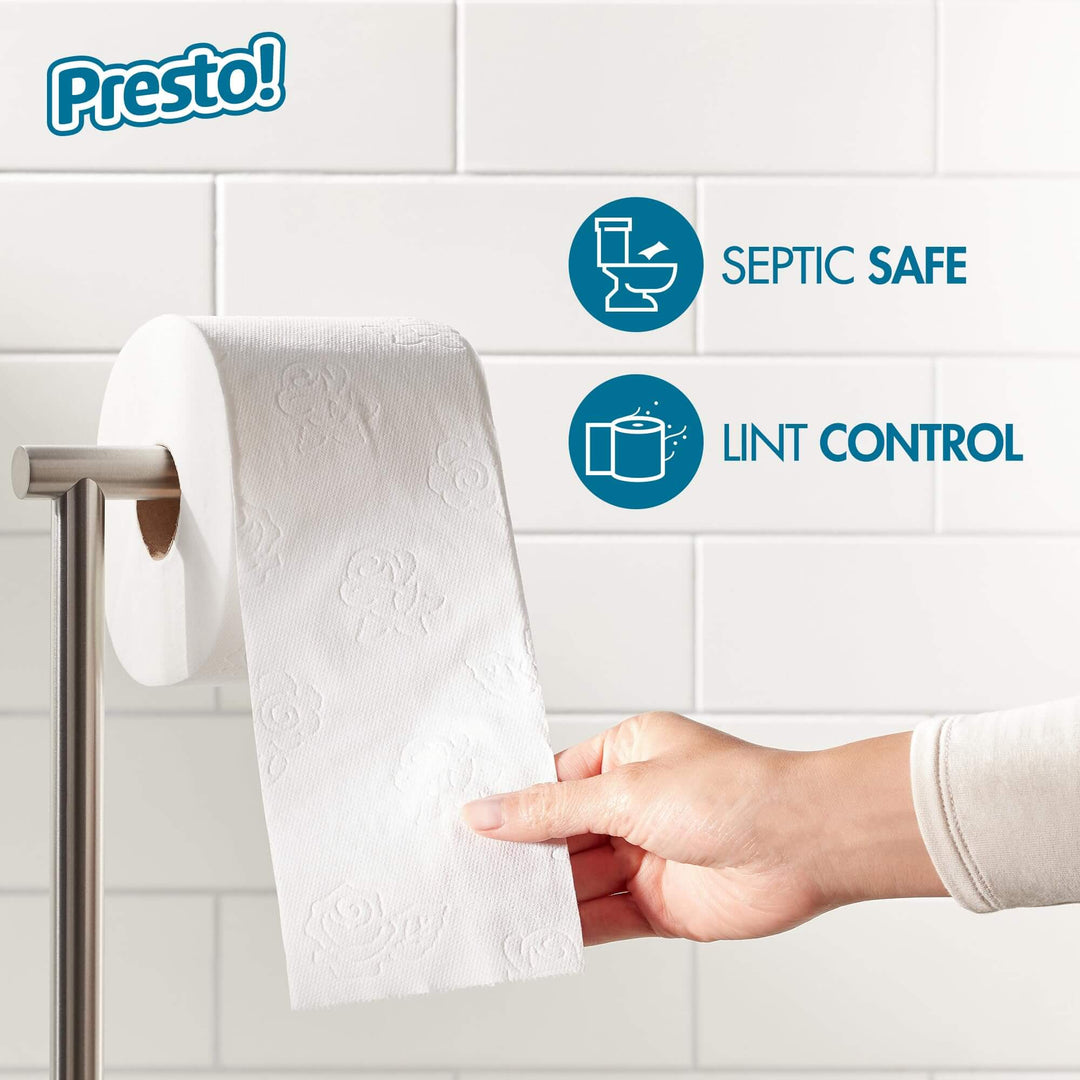 Amazon Brand - Presto! 2-Ply Ultra-Soft Toilet Paper, 24 Family Mega Rolls, Unscented - White