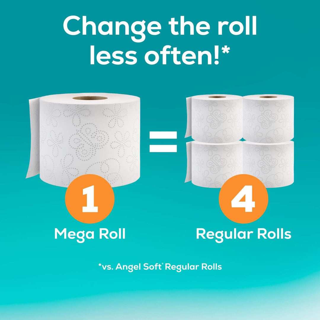 Angel Soft Toilet Paper, 16 Mega Rolls = 64 Regular Rolls, Soft and Strong Toilet Tissue