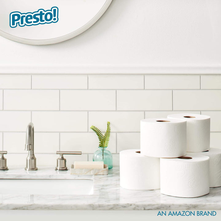 Amazon Brand - Presto! 2-Ply Ultra-Soft Toilet Paper, 24 Family Mega Rolls, Unscented - White