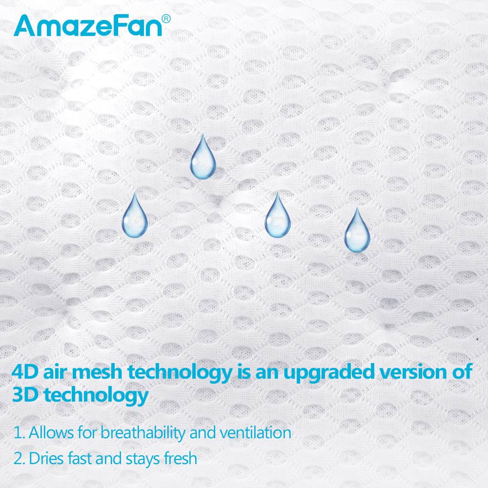 AmazeFan Bath Pillow, Bathtub Spa Pillow with 4D Air Mesh Technology and 7 Suction Cups, Helps Support Head, Back, Shoulder and Neck, Fits All Bathtub, Hot Tub and Home Spa [US. Patent Design] AmazeFan