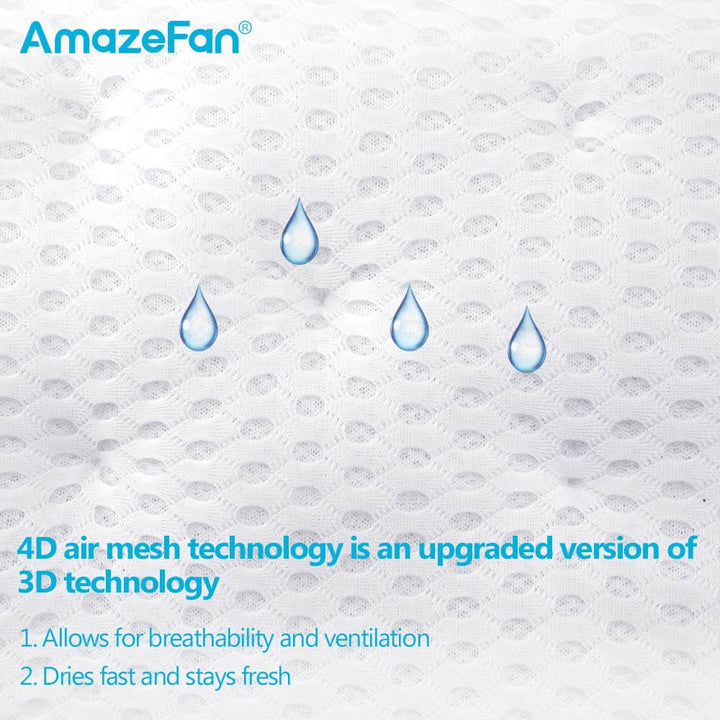 AmazeFan Bath Pillow, Bathtub Spa Pillow with 4D Air Mesh Technology and 7 Suction Cups, Helps Support Head, Back, Shoulder and Neck, Fits All Bathtub, Hot Tub and Home Spa [US. Patent Design] AmazeFan