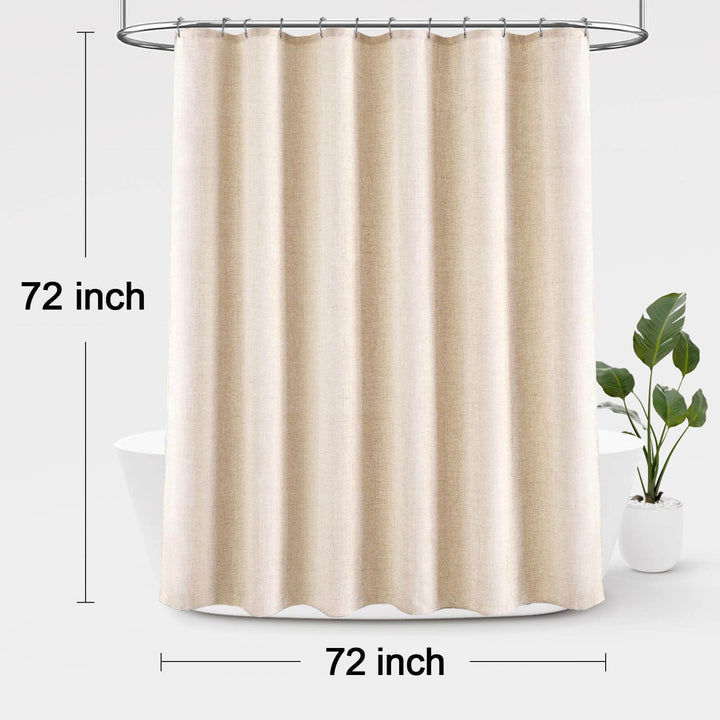 Linen Shower Curtain Beige Boho Farmhouse Shower Curtains for Bathroom Natural Cloth Cotton Fabric Liner Cream 72 x 72 Inch Modern 