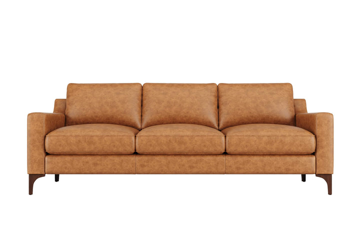 Valencia Hannah Leather Couch 86" | Top Grain Nappa 11000 Leather 3 Seater, Solid Wood Frame, Plush Cushioning with Down Feather Filling, Saddle Tan 