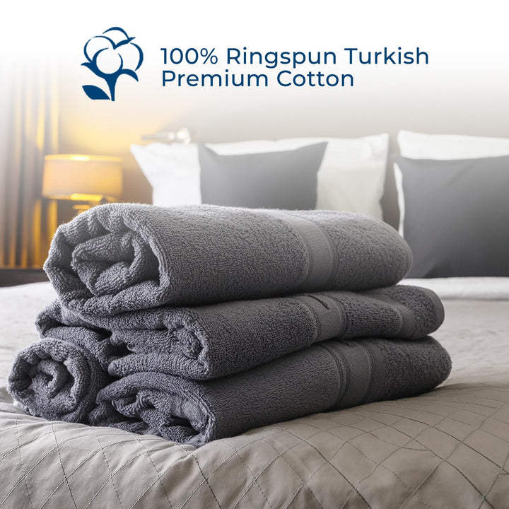 Urban Edge Bath Towels Set of 6 - Turkish Premium Cotton 800 GSM - 2 Bath Towels, 2 Hand Towels, 2 Washcloths - Fluffy and Soft Towel - Lightweight - Ideal for Daily Use, Beaches, Hotels - Dark Grey URBANEDGE