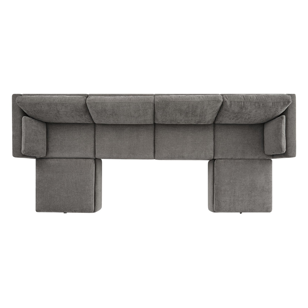 CHITA Oversized Modular Sectional Fabric Sofa Set, Extra Large U Shaped Couch with Reversible Chaise, 146 inch Width, 6 Seat Modular Sofa with Storage Ottamans, Grey 