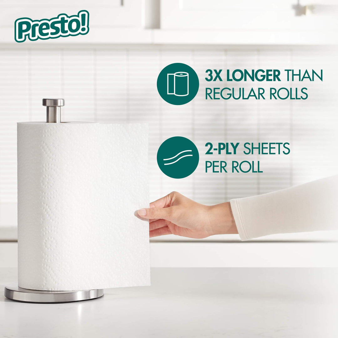 Amazon Brand - Presto! Flex-a-Size Paper Towels, 158 Sheet Huge Roll, 12 Rolls - White