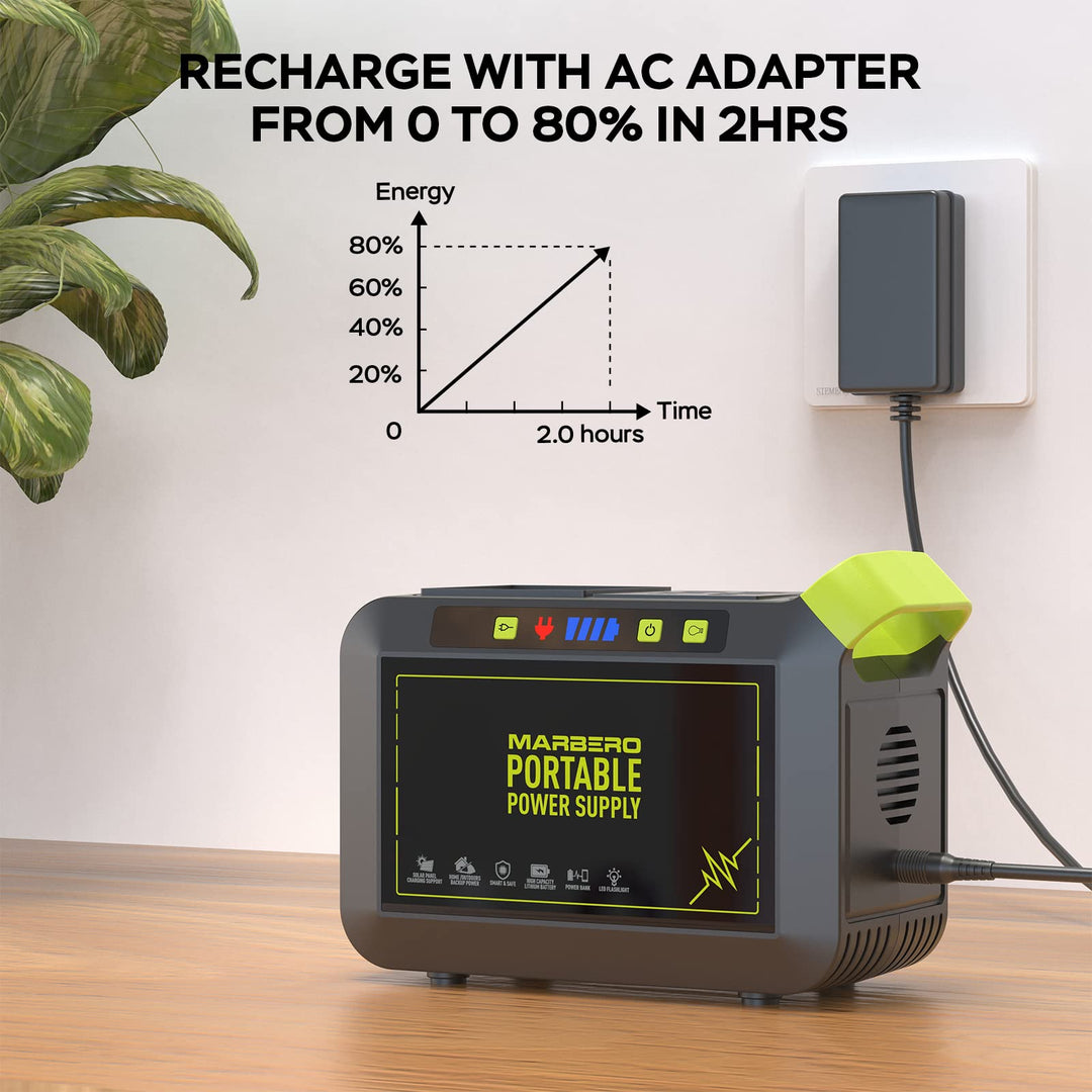 MARBERO Portable Power Station 88Wh Camping Lithium Battery Solar Generator Fast Charging with AC Outlet 120W Peak Power Bank(Solar Panel Optional) for Home Backup Outdoor Emergency RV Van Hunting MARBERO