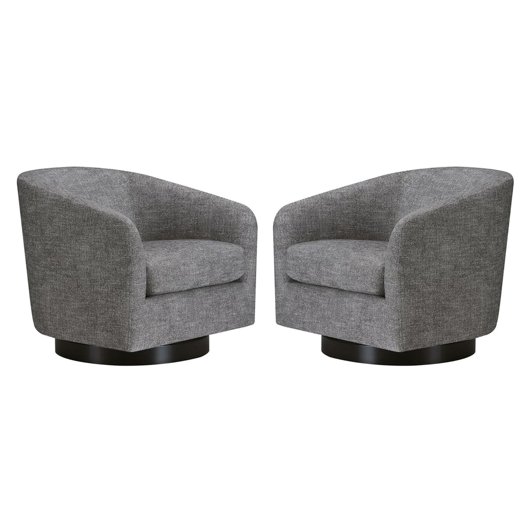 CHITA Swivel Accent Chair, FSC Certified Upholstered Fabric Barrel Chair for Living Room Set of 2, Pebble Grey 