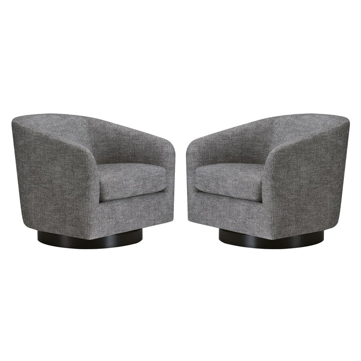 CHITA Swivel Accent Chair, FSC Certified Upholstered Fabric Barrel Chair for Living Room Set of 2, Pebble Grey 