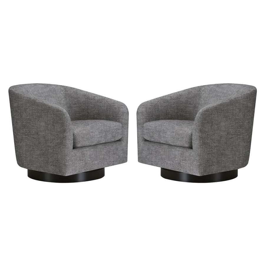 CHITA Swivel Accent Chair, FSC Certified Upholstered Fabric Barrel Chair for Living Room Set of 2, Pebble Grey 