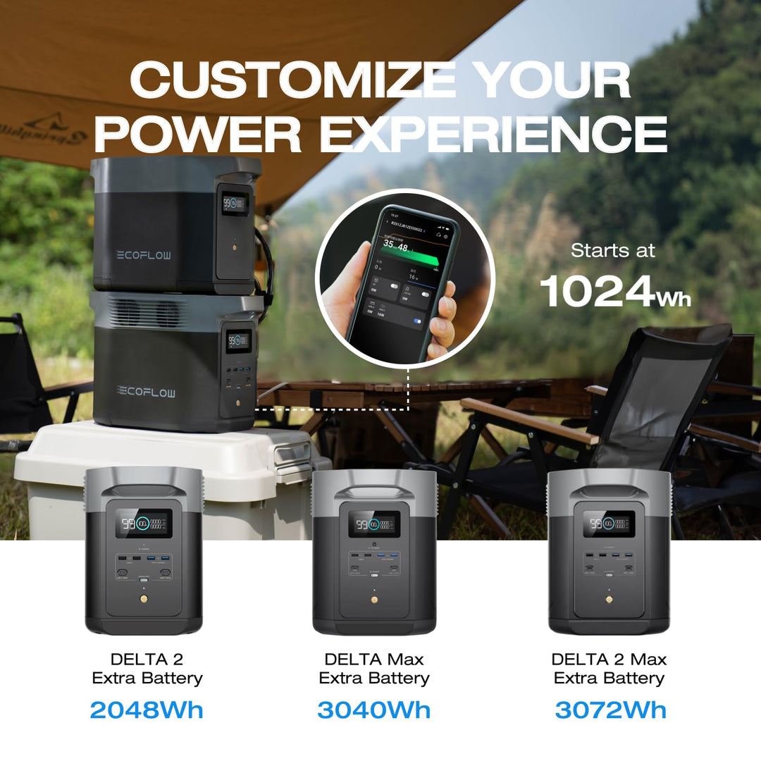 EF ECOFLOW Portable Power Station DELTA 2, 1024Wh LiFePO4 (LFP) Battery, Fast Charging, Solar Generator(Solar Panel Optional) for Home Backup Power, Camping & RVs EF ECOFLOW