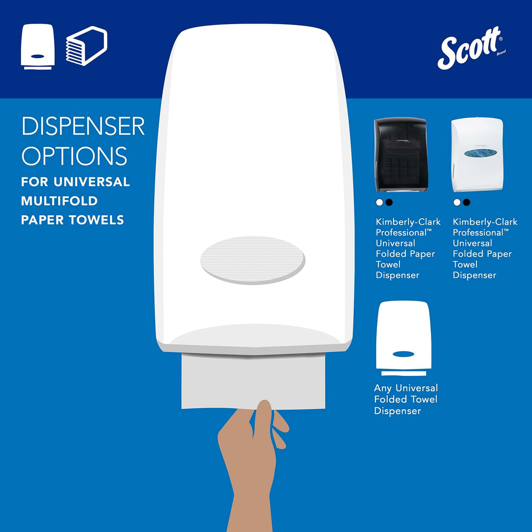 Scott® Professional Multifold Paper Towels, Bulk (01840), with Absorbency Pockets, 9.2" x 9.4" sheets, White, Compact Case for Easy Storage (250 Sheets/Pack, 16 Packs/Case, 4,000 Sheets/Case)