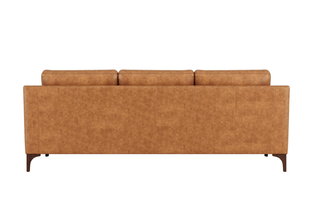 Valencia Hannah Leather Couch 86" | Top Grain Nappa 11000 Leather 3 Seater, Solid Wood Frame, Plush Cushioning with Down Feather Filling, Saddle Tan 