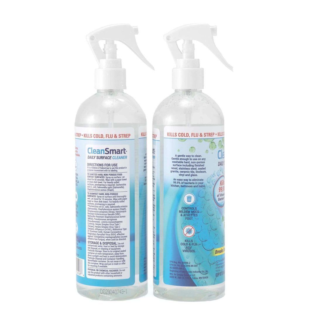 CleanSmart Daily Surface Spray Disinfectant Kills 99.9% of Viruses, Bacteria, Mold and Fungus, 16 oz Bottle (Pack of 3)