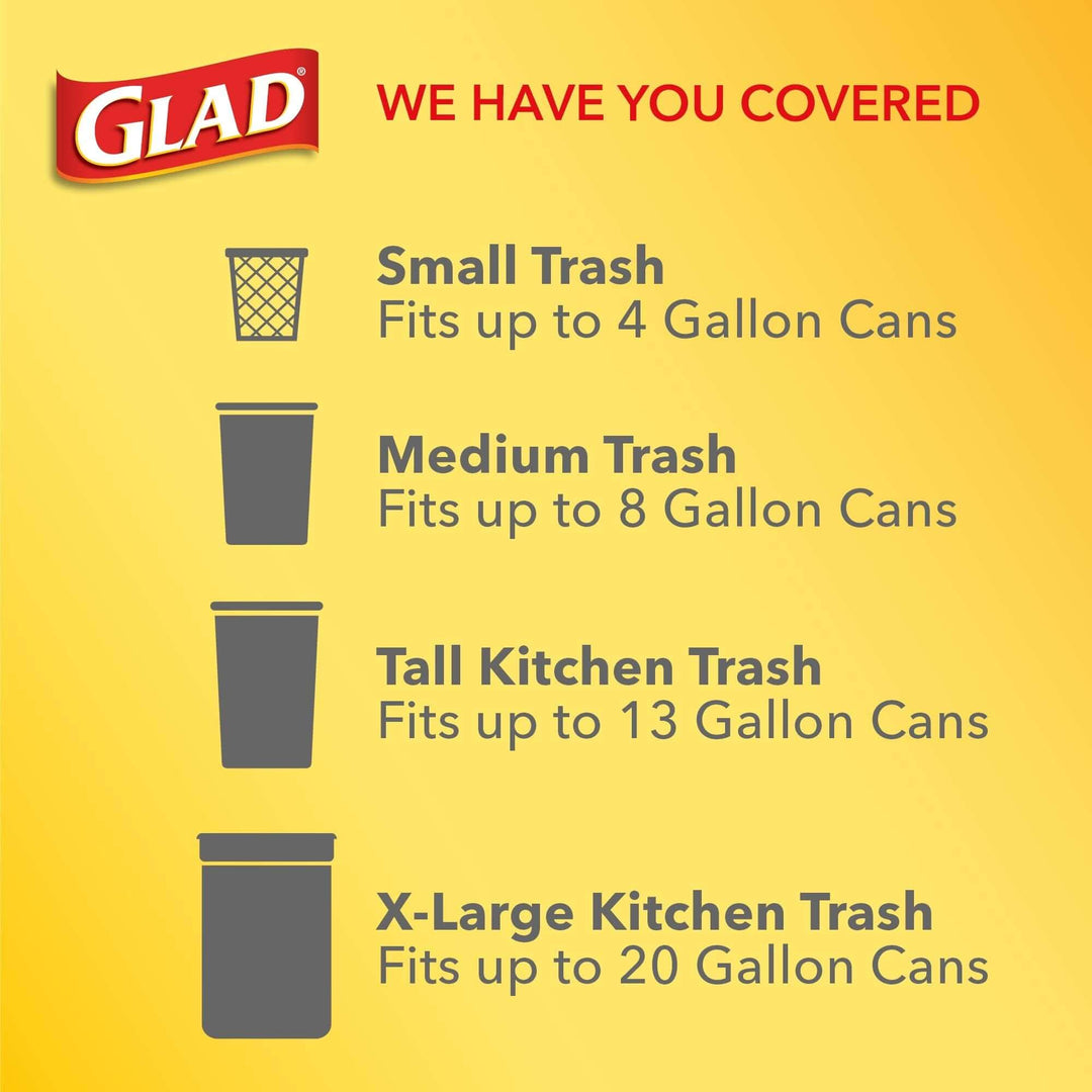 Glad Medium Kitchen Drawstring Trash Bags, 8 Gal, Fresh Clean Scent, 80 Ct (Package May Vary)