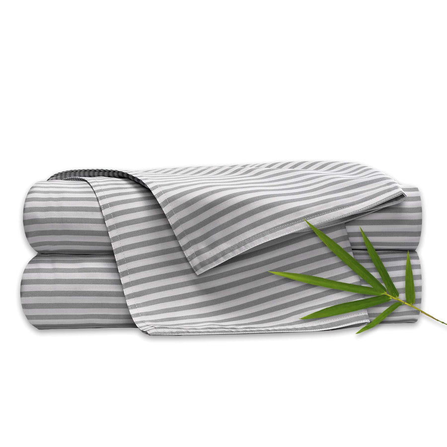 Queen Sheets by Pure Bamboo, Genuine 100% Organic Viscose Derived from Bamboo Bed Sheet Set, Luxuriously Soft & Cooling, Double Stitching, Lifetime Quality Promise (Queen, Stripes) Pure Bamboo