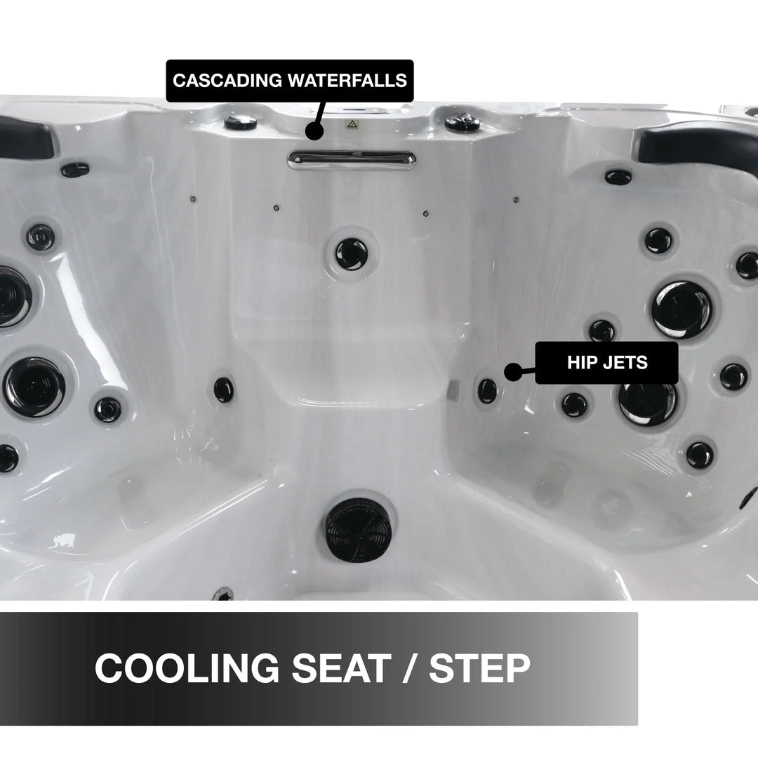 Canadian Spa Company KH-10104 Erie SE GL 6-Person 46-Jet Luxury Hot Tub 240V with LED Lighting, Built-in Bluetooth, Aromatherapy Canister, and Glacier Filtration Generic