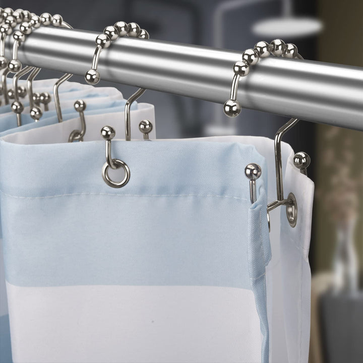 Titanker Shower Curtain Hooks Rings, Rust Resistant Metal Double Glide Shower Hooks Rings for Bathroom Shower Rods Curtains, Set of 12 Hooks - Nickel Titanker