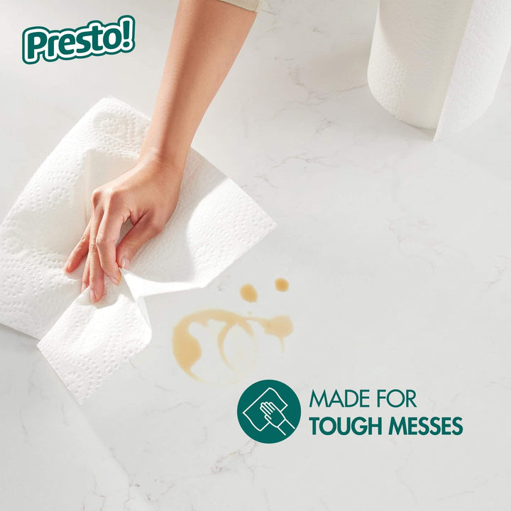 Amazon Brand - Presto! Flex-a-Size Paper Towels, 158 Sheet Huge Roll, 12 Rolls - White