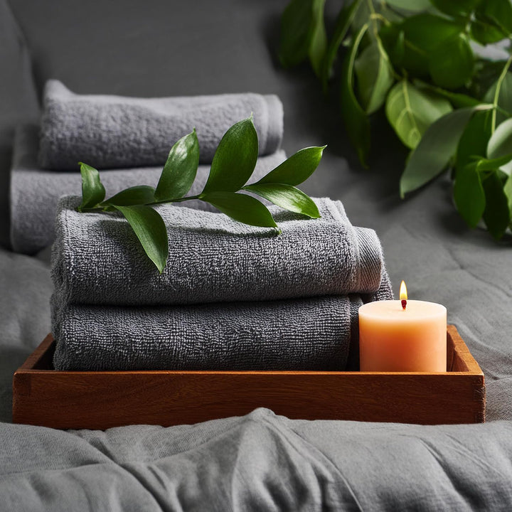 Urban Edge Bath Towels Set of 6 - Turkish Premium Cotton 800 GSM - 2 Bath Towels, 2 Hand Towels, 2 Washcloths - Fluffy and Soft Towel - Lightweight - Ideal for Daily Use, Beaches, Hotels - Dark Grey URBANEDGE