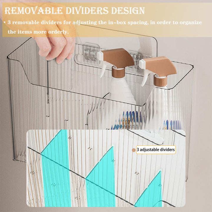 Lae Nuvole 2 Pack Adhesive Mount Cabinet Door Organizer, Wall Mounted Bathroom Organizers and Storage Bins Plastic Stackable Shower Caddy Hanging Floating Shelves for Narrow Space, BPA Free (Clear) Lae Nuvole