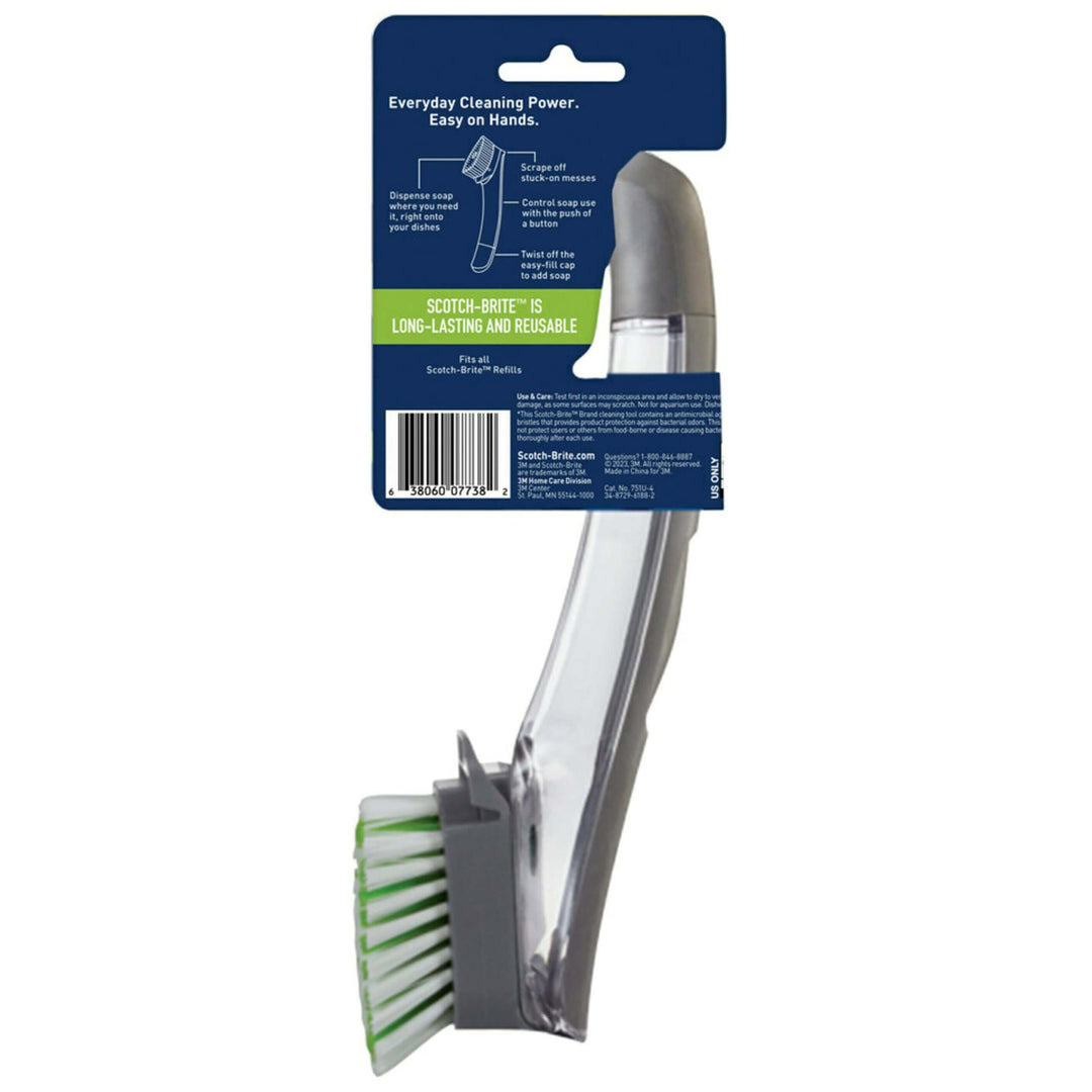 Scotch-Brite Non-Scratch Advanced Soap Control Dish Brush, Dish Scrub Brush, Control Soap With A Button, Long Lasting & Reusable, Dish Scrubber Brush