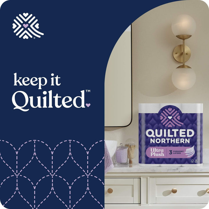 Quilted Northern Ultra Plush Toilet Paper, 32 Mega Rolls = 128 Regular Rolls, 3X Thicker*, 3 Ply Soft Toilet Tissue