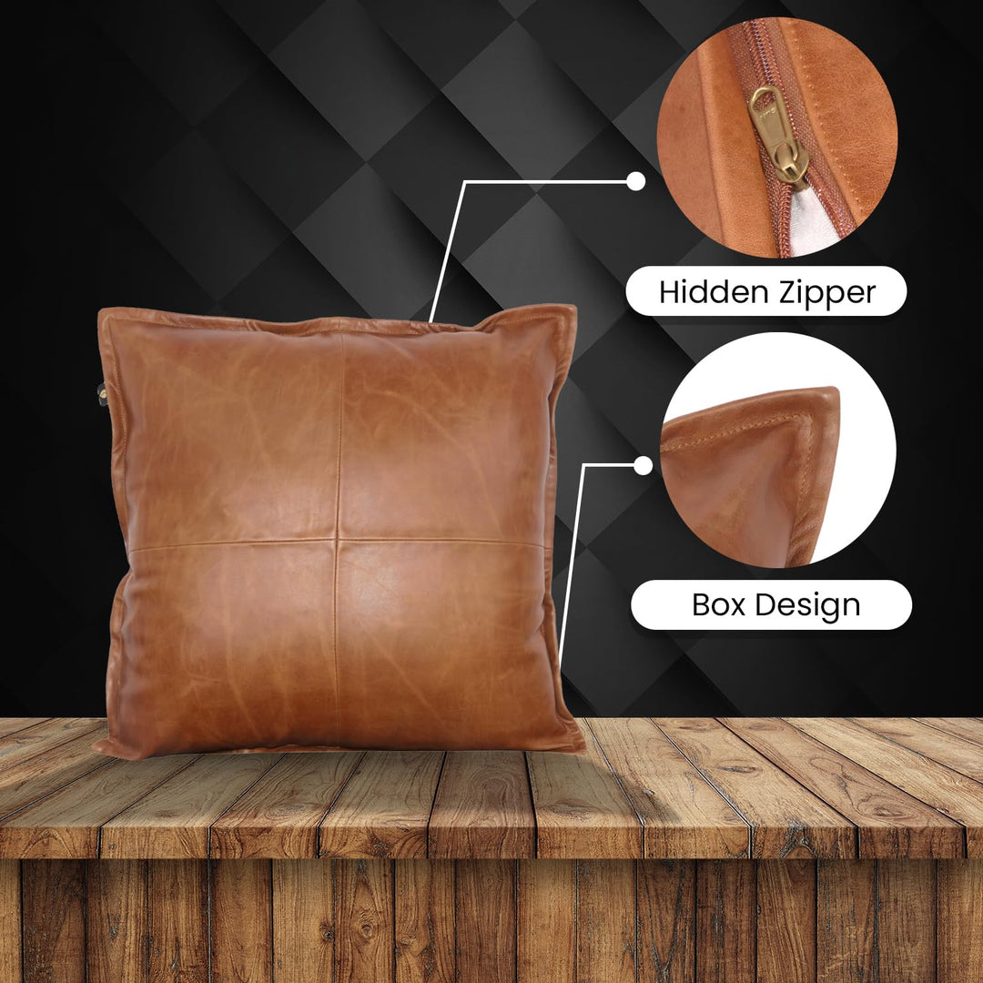 LL LEATHER LOVERS Lambskin Leather Pillow Cover - Sofa Cushion Case - Decorative Throw Covers for LLL LEATHER LOVERS Lambskin Leather Pillow Cover